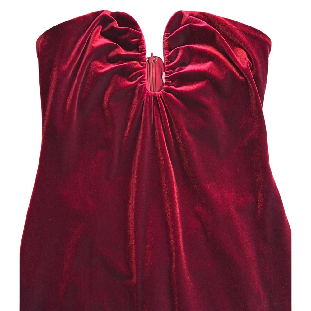ASTR The Label Arista Burgundy Velvet Strapless U-Wire Ruched Midi Dress Large - Picture 5 of 11